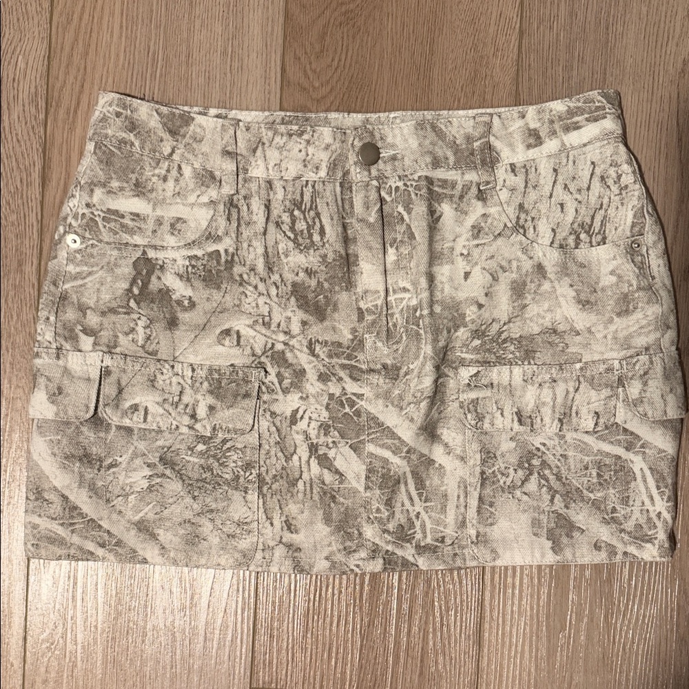 Windsor Beige Tan Camo Mini Skirt